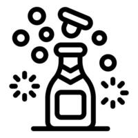 Champagne bottle popping with cork and bubbles icon vector