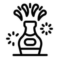 Open bottle of champagne sparkling wine exploding with bubbles vector