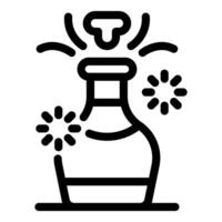 Champagne bottle popping open with cork flying out and sparkling wine splashing vector
