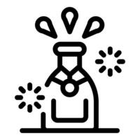 Champagne bottle popping open with exploding cork and festive fireworks vector