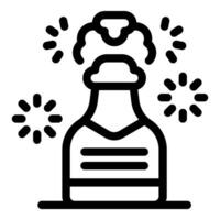 Champagne bottle exploding with cork popping and sparkling wine splashing vector