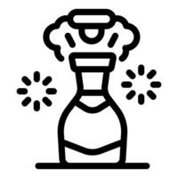 Champagne bottle popping cork with festive exploding effect vector