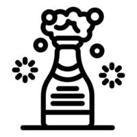 Champagne bottle popping with bubbles and sparkles icon vector