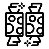 Christmas crackers exploding making festive noise icon vector
