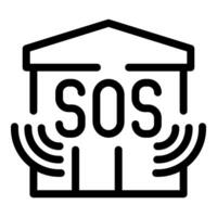 Building sending sos signal with radio waves icon vector