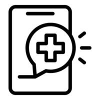Smartphone showing medical cross signalling online healthcare support vector