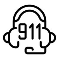 Emergency call center operator symbol with headset and 911 number vector