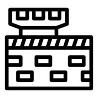 Black outline icon of a radar detecting a plane in the sky vector