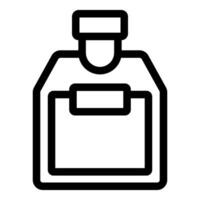 Simple black and white icon of a bottle with a label vector