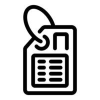 Luggage tag icon with string for attaching showing information vector