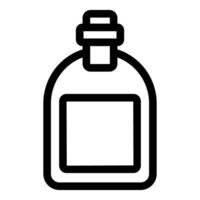 Simple black and white illustration of a bottle with label vector