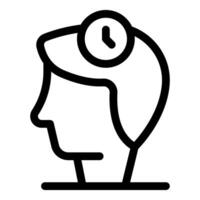 Person managing time effectively, clock inside head symbolizing time management vector
