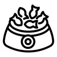 Full cat bowl with fish icon representing feeding time vector