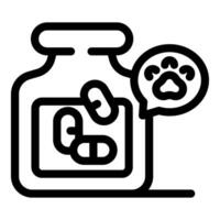 Jar containing veterinary pills for pets with a paw print vector