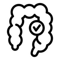 Healthy intestines showing check mark symbol for good digestion vector