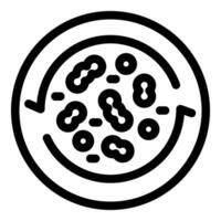Black and white icon of bacteria multiplying under a microscope vector