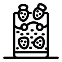 Strawberry cocktail in tall glass being prepared with garnish icon vector