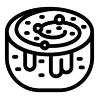Cinnamon roll dripping with icing being prepared for eating vector