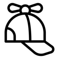 Black outline icon of a baseball cap featuring a propeller vector