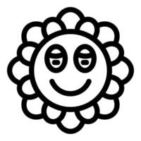 Happy flower smiling with closed eyes icon vector