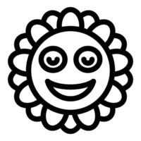 Cute flower face smiling showing love with heart shaped eyes vector