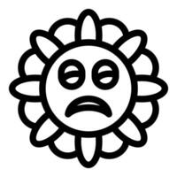 Sad flower power icon showing disappointment with droopy eyes vector