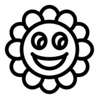 Happy flower face smiling with big eyes and open mouth vector