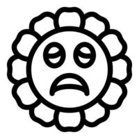 Sad flower emoji expressing negative emotions through facial expression vector