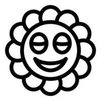 Happy flower sun smiling with closed eyes icon vector