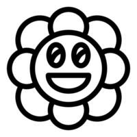 Happy flower face smiling with big eyes icon vector