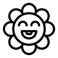 Funny flower smiling and showing teeth in black and white vector