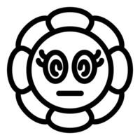 Line art illustration of a flower with a grumpy expression vector