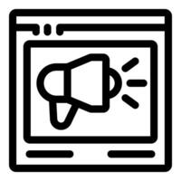 Digital marketing campaign showing megaphone on webpage screen vector
