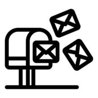 Mailbox receiving letters icon representing communication vector