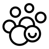 Happy soap suds bubbles floating, forming a group icon vector