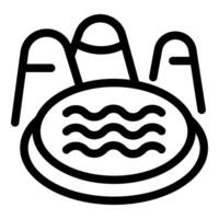 Round swimming pool with ladders icon representing summer recreation vector