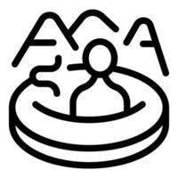 Person relaxing in hot tub enjoying mountain view vector