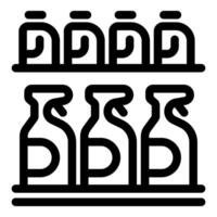 Line icon style illustration of bottles on shelves representing product display vector