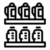Supermarket shelf displaying bottles and jugs in line for sale vector
