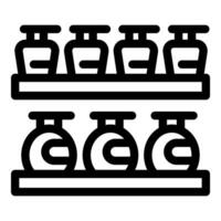Jars and bottles sitting on shelves in pantry organization icon vector