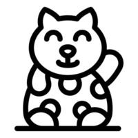 Happy maneki neko cat waving paw bringing good luck icon vector