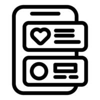 Smartphone showing user interface with heart icon for dating app vector
