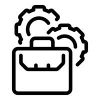 Business project management with briefcase and gears icon vector