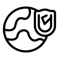 Shield protecting earth globe icon showing global security vector