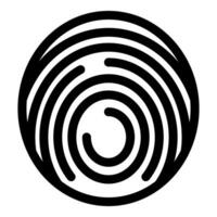 Black and white round fingerprint icon showing security vector