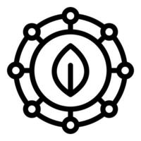 Eco system icon depicting green leaf surrounded by connected dots vector
