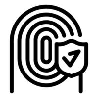 Fingerprint scan providing security with shield and check mark icon vector