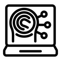Laptop showing fingerprint scanning for user authentication vector