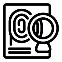 Detective is analyzing a fingerprint on a document using a magnifying glass vector