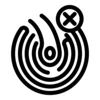 Fingerprint scan showing cross mark for access denied vector